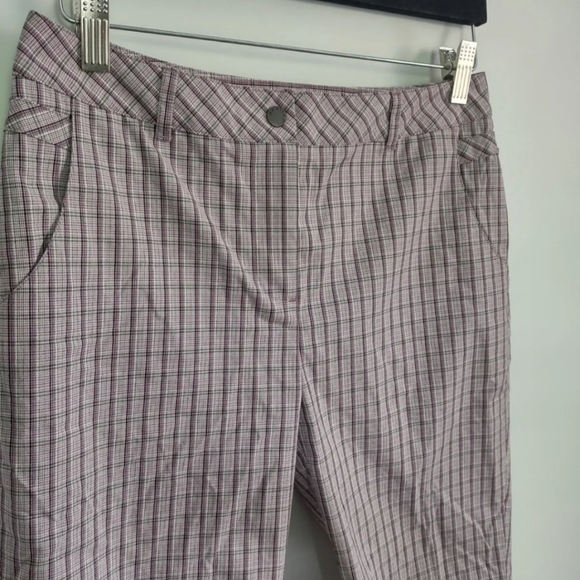 Cutter & Buck Golf Annika Pink Black White Plaid Bermuda Shorts Sz 2 12" Inseam - Picture 3 of 10
